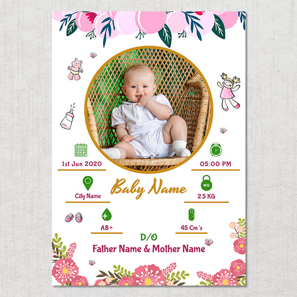 Custom Cute Baby And Balloon Pattern Design Acrylic Photo Frame