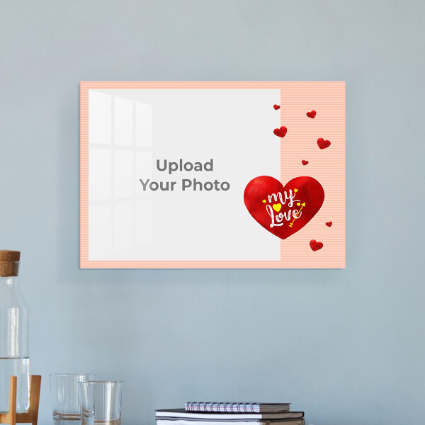 Custom Red Hearts with Love Design: Landscape Acrylic Photo Frame with Image Printing – PrintShoppy Photo Frames