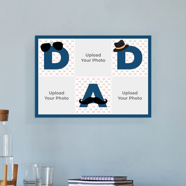 Custom Multi Pic Upload Dad Grid Design Landscspe Acrylic Photo Frame.