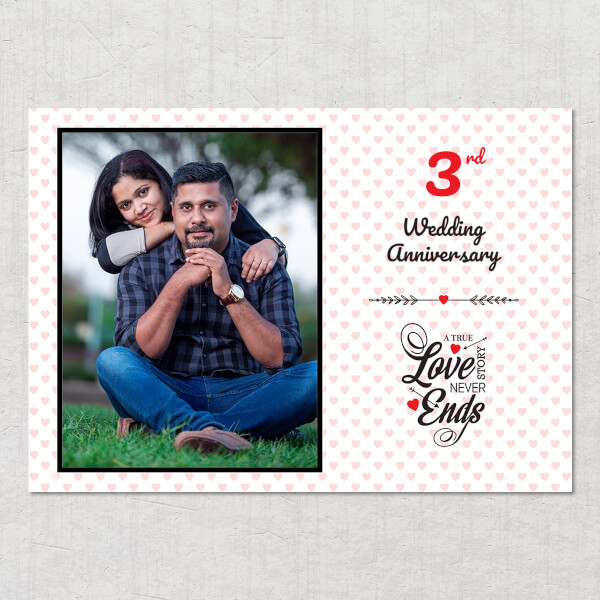 Custom A True Love Story Never Ends Quotation with Heart Border Design: Landscape Acrylic Photo Frame with Image Printing – PrintShoppy Photo Frames