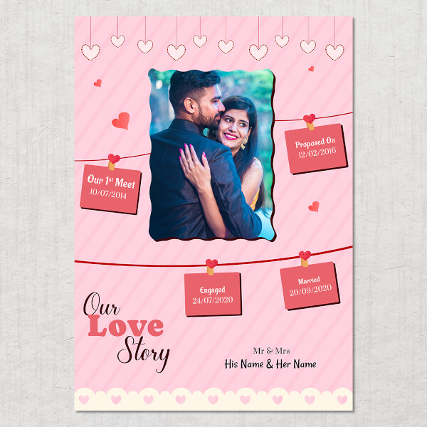 Custom Couple Hanging Cards Design Custom Portrait Love Story Photo Frame