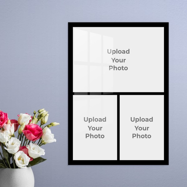 Custom 3 Pics Upload with Border Design: Portrait Acrylic Photo Frame with Image Printing – PrintShoppy Photo Frames