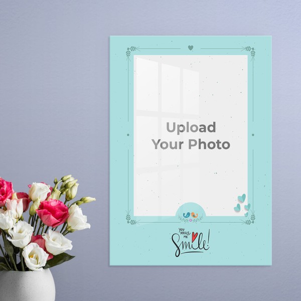 Custom You Make Me Smile with Love Birds Design: Portrait Acrylic Photo Frame with Image Printing – PrintShoppy Photo Frames