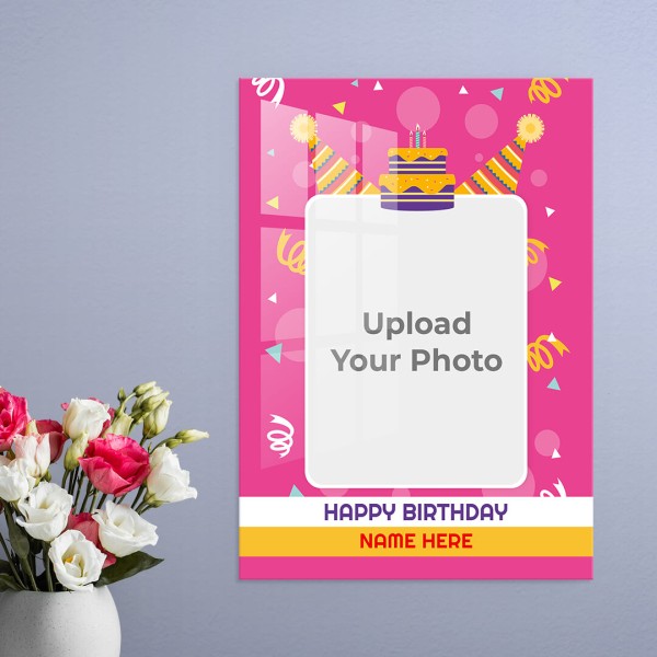 Custom Confetti Birthday Background Design: Portrait Acrylic Photo Frame with Image Printing – PrintShoppy Photo Frames