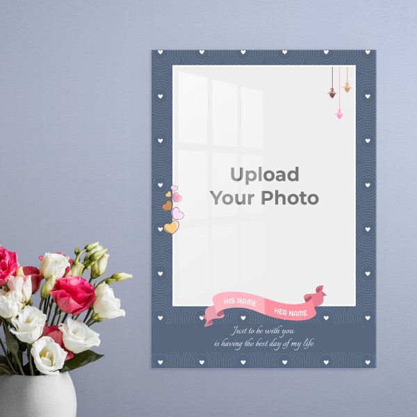 Custom Abstract Background with Love Hangings Frame Design: Portrait Acrylic Photo Frame with Image Printing – PrintShoppy Photo Frames