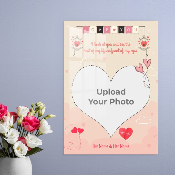 Custom Pic Upload in Heart Symbol   Design: Portrait Acrylic Photo Frame with Image Printing – PrintShoppy Photo Frames