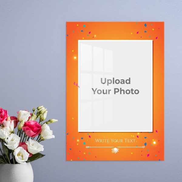 Custom Birthday Wishes with Confetti Design: Portrait Acrylic Photo Frame with Image Printing – PrintShoppy Photo Frames