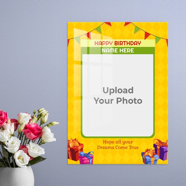 Custom Dreams Come True Happy Birthday Design: Portrait Acrylic Photo Frame with Image Printing – PrintShoppy Photo Frames