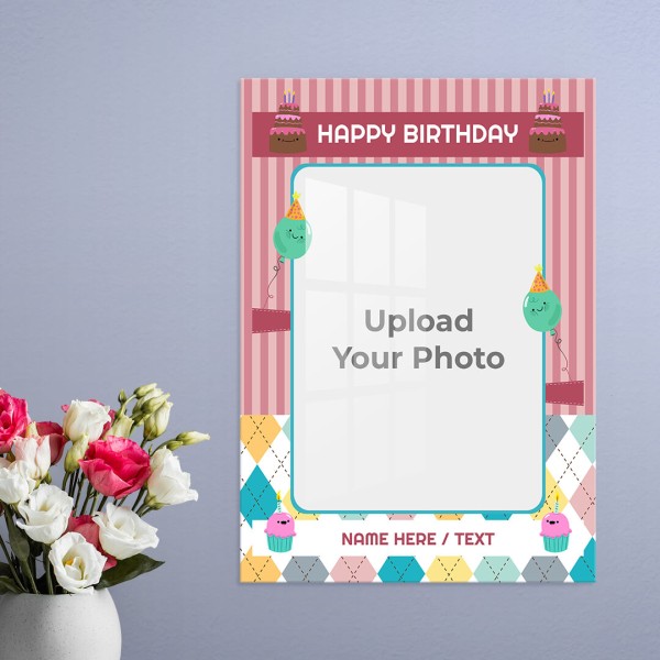 Custom Birthday Cake Design: Portrait Acrylic Photo Frame with Image Printing – PrintShoppy Photo Frames