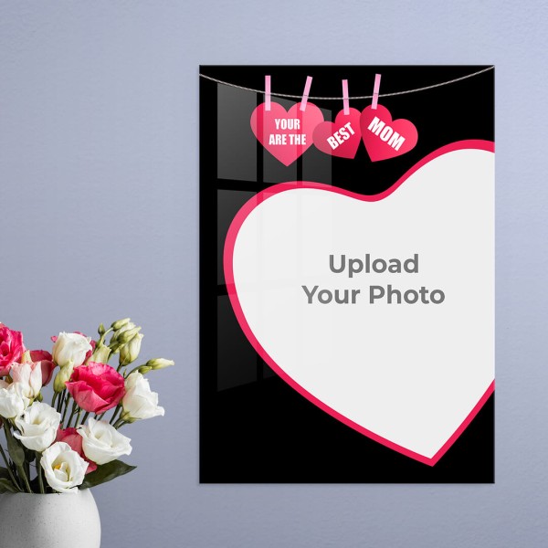 Custom Best Mom with Heart Symbols Design: Portrait Acrylic Photo Frame with Image Printing – PrintShoppy Photo Frames