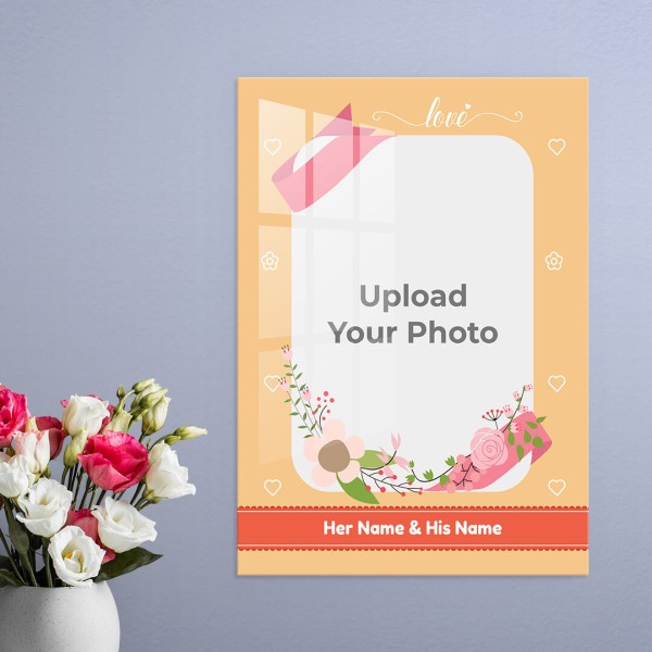 Custom Bouquet with Love Background Design: Portrait Acrylic Photo Frame with Image Printing – PrintShoppy Photo Frames