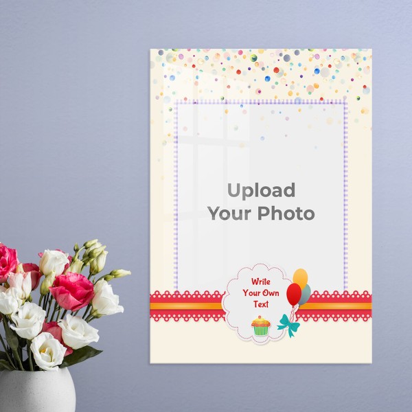 Custom Birthday Wishes with Colour Bubbles and Balloons Design: Portrait Acrylic Photo Frame with Image Printing – PrintShoppy Photo Frames