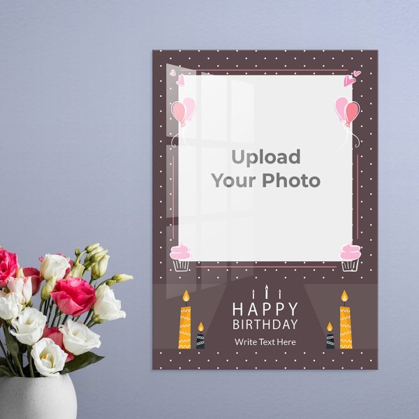 Custom Birthday Candles and Cup Cakes Design: Portrait Acrylic Photo Frame with Image Printing – PrintShoppy Photo Frames