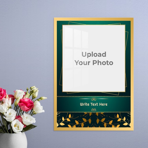 Custom Golden Leaves with Golden Frame Design: Portrait Acrylic Photo Frame with Image Printing – PrintShoppy Photo Frames