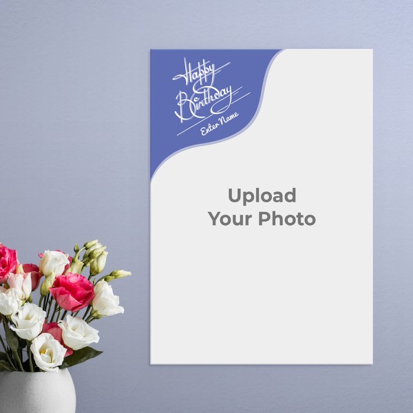 Custom Blue Wave Happy Birthday Frame Design: Portrait Acrylic Photo Frame with Image Printing – PrintShoppy Photo Frames