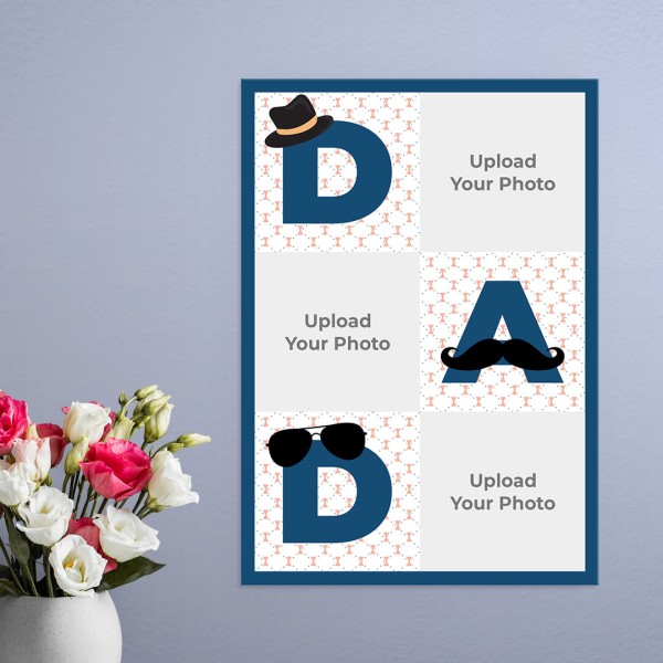 Custom Multi Pic Upload Dad Grid Design Portrait Acrylic Photo Frame.