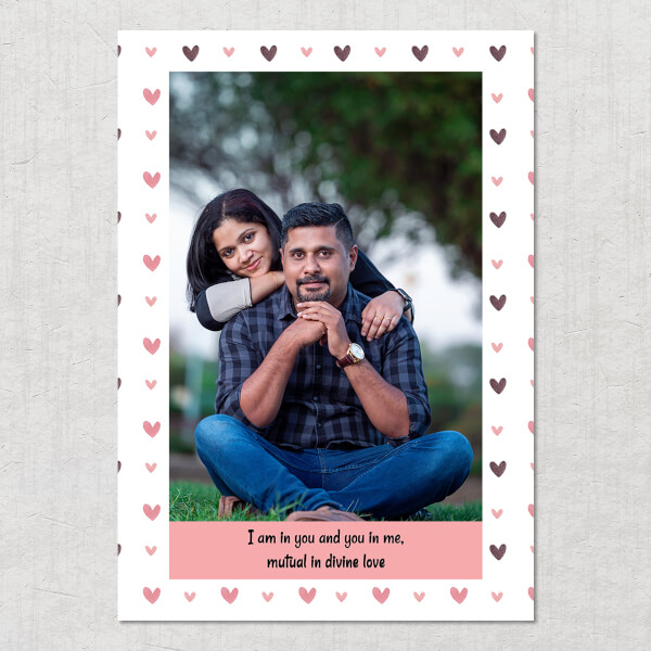 Custom Divine Love Quotation with Heart Symbols Border Design: Portrait Acrylic Photo Frame with Image Printing – PrintShoppy Photo Frames