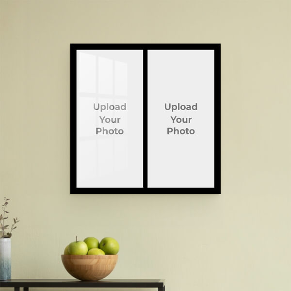 Custom 2 Pics Upload with Border Design: Square Acrylic Photo Frame with Image Printing – PrintShoppy Photo Frames