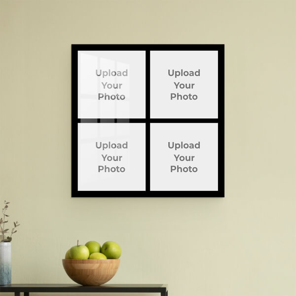 Custom 4 Pics Upload with Border Design: Square Acrylic Photo Frame with Image Printing – PrintShoppy Photo Frames