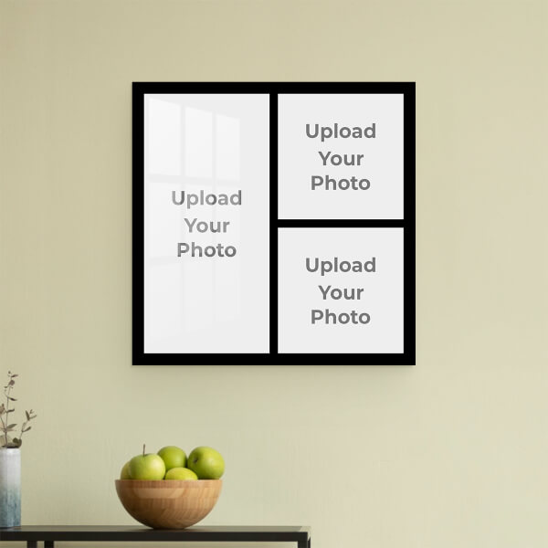 Custom 3 Pics Upload with Border Design: Square Acrylic Photo Frame with Image Printing – PrintShoppy Photo Frames