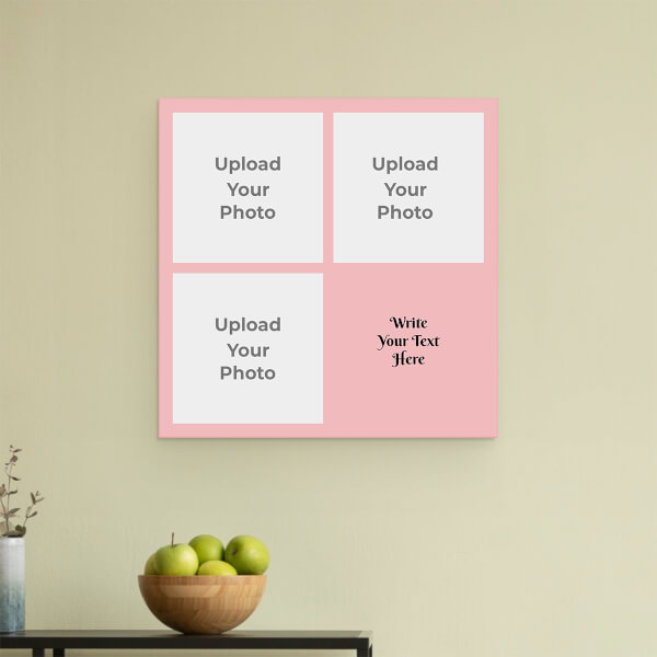 Custom Baby Pink 5 Pics with Text Design: Square Acrylic Photo Frame with Image Printing – PrintShoppy Photo Frames