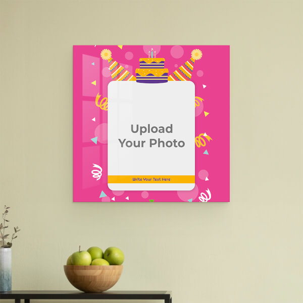 Custom Confetti Birthday Background Design: Square Acrylic Photo Frame with Image Printing – PrintShoppy Photo Frames