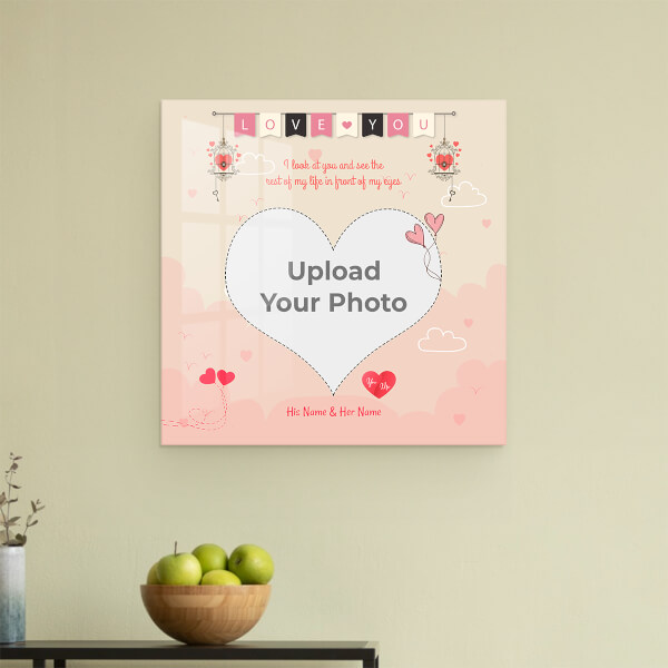 Custom Pic Upload in Heart Symbol   Design: Square Acrylic Photo Frame with Image Printing – PrintShoppy Photo Frames