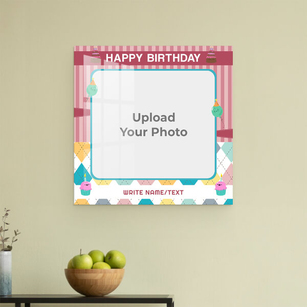 Custom Birthday Cake Design: Square Acrylic Photo Frame with Image Printing – PrintShoppy Photo Frames