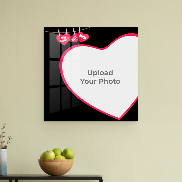 Custom Best Mom with Heart Symbols Design: Square Acrylic Photo Frame with Image Printing – PrintShoppy Photo Frames