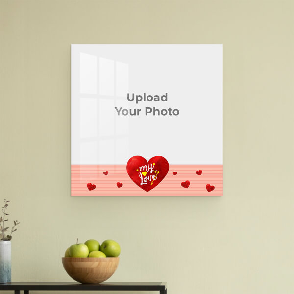 Custom Red Hearts with Love Design: Square Acrylic Photo Frame with Image Printing – PrintShoppy Photo Frames