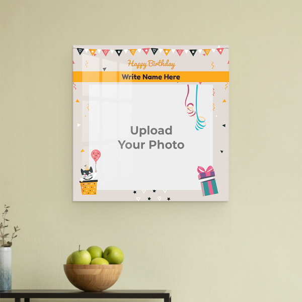 Custom Happy Birthday with Confetti Design: Square Acrylic Photo Frame with Image Printing – PrintShoppy Photo Frames