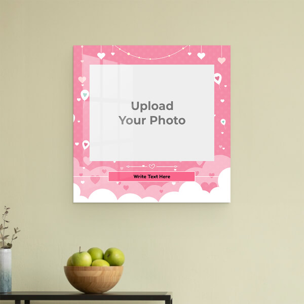 Custom Pink Background with Text: Square Acrylic Photo Frame with Image Printing – PrintShoppy Photo Frames