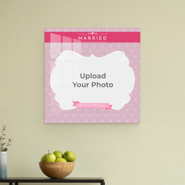 Custom Just Married Theme: Square Acrylic Photo Frame with Image Printing – PrintShoppy Photo Frames
