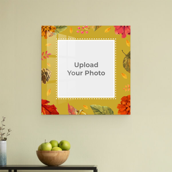 Custom Vintage Floral and Leaves: Square Acrylic Photo Frame with Image Printing – PrintShoppy Photo Frames