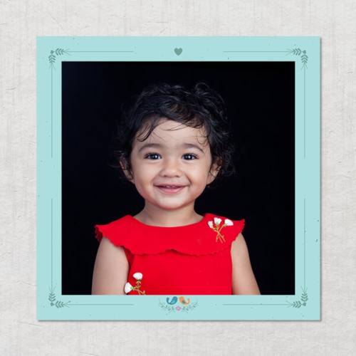 Floral Border with Birds Nest Square Acrylic Photo Frame with Image