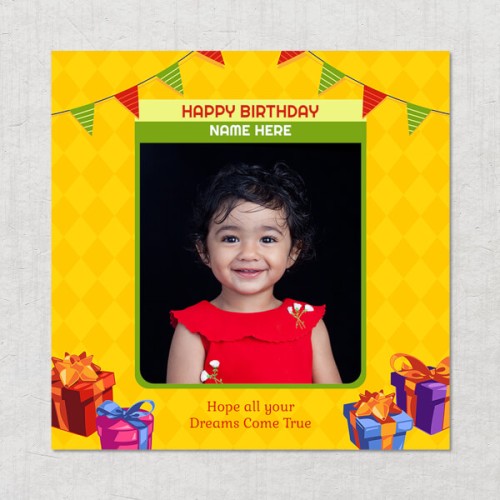 Dreams Come True Happy Birthday Design: Square Acrylic Photo Frame with ...