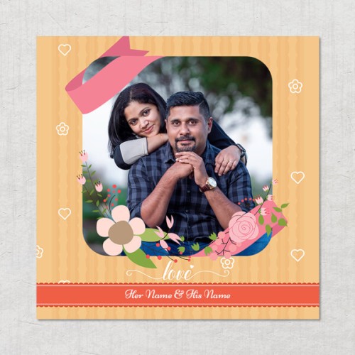 Bouquet with Love Background Design Square Acrylic Photo Frame with