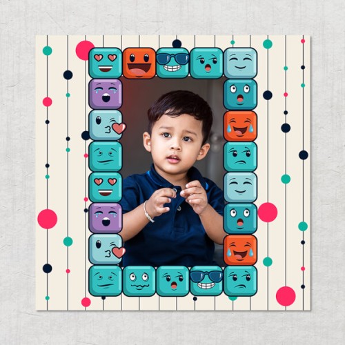 Colourful Emoji Design Square Acrylic Photo Frame with Image Printing