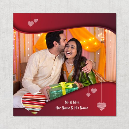 Vintage Frame with Heart Symbols in Background Design Square Acrylic