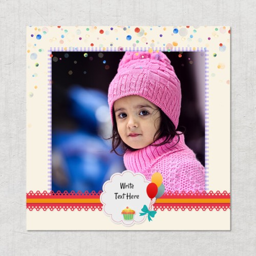 Happy Birthday with Balloons Square Acrylic Photo Frame with Image