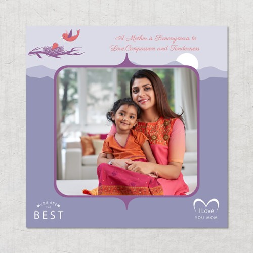 You are the Best Mom Theme Square Acrylic Photo Frame with Image