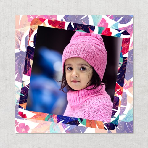 Floral Abstract Design Square Acrylic Photo Frame with Image Printing