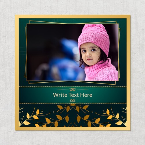 Togetherness with Golden Leaves Theme Square Acrylic Photo Frame with