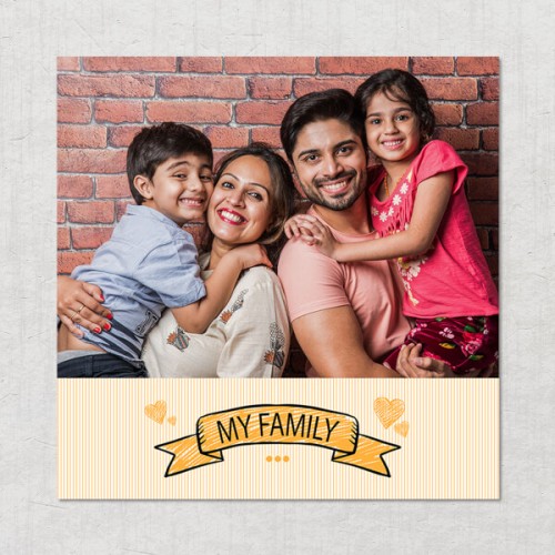 My Family Theme Square Acrylic Photo Frame with Image Printing