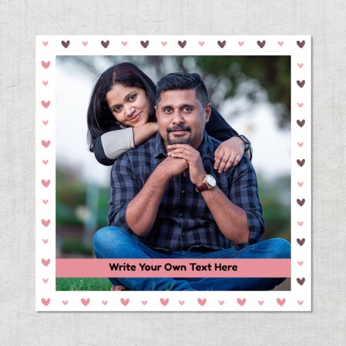 White Love Pattern with Photo and Text Square Acrylic Photo Frame with