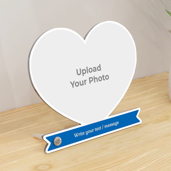 Custom Custom Image On Heart With Custom Text Photo Acrylic Stand