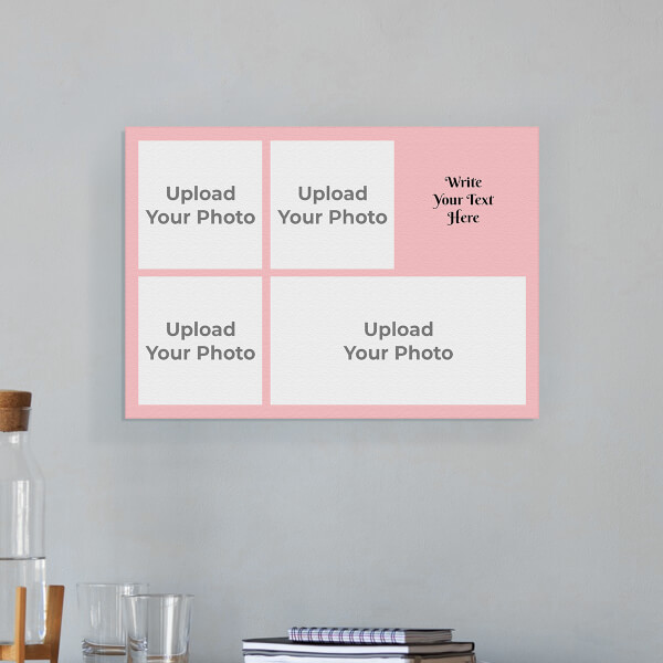 Custom Baby Pink 4 Pics with Text Design: Landscape Aluminium Photo Frame with Image Printing – PrintShoppy Photo Frames