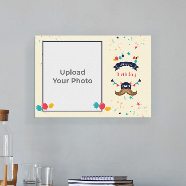Custom Happy Birthday Dad with Confetti Background Design: Landscape Aluminium Photo Frame with Image Printing – PrintShoppy Photo Frames