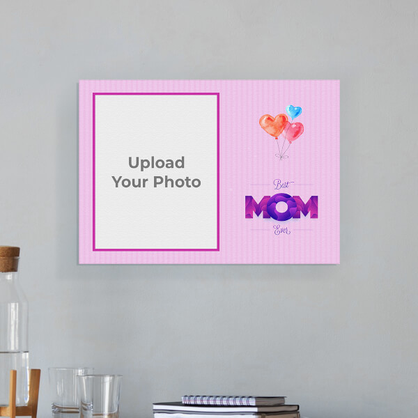 Custom Best Mom Ever Quotation with water colour Heart Balloons Design: Landscape Aluminium Photo Frame with Image Printing – PrintShoppy Photo Frames