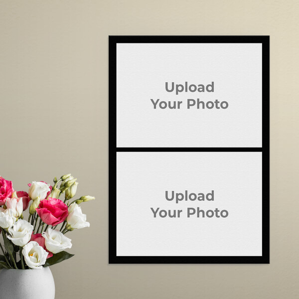 Custom 2 Pics Upload with Border Design: Portrait Aluminium Photo Frame with Image Printing – PrintShoppy Photo Frames